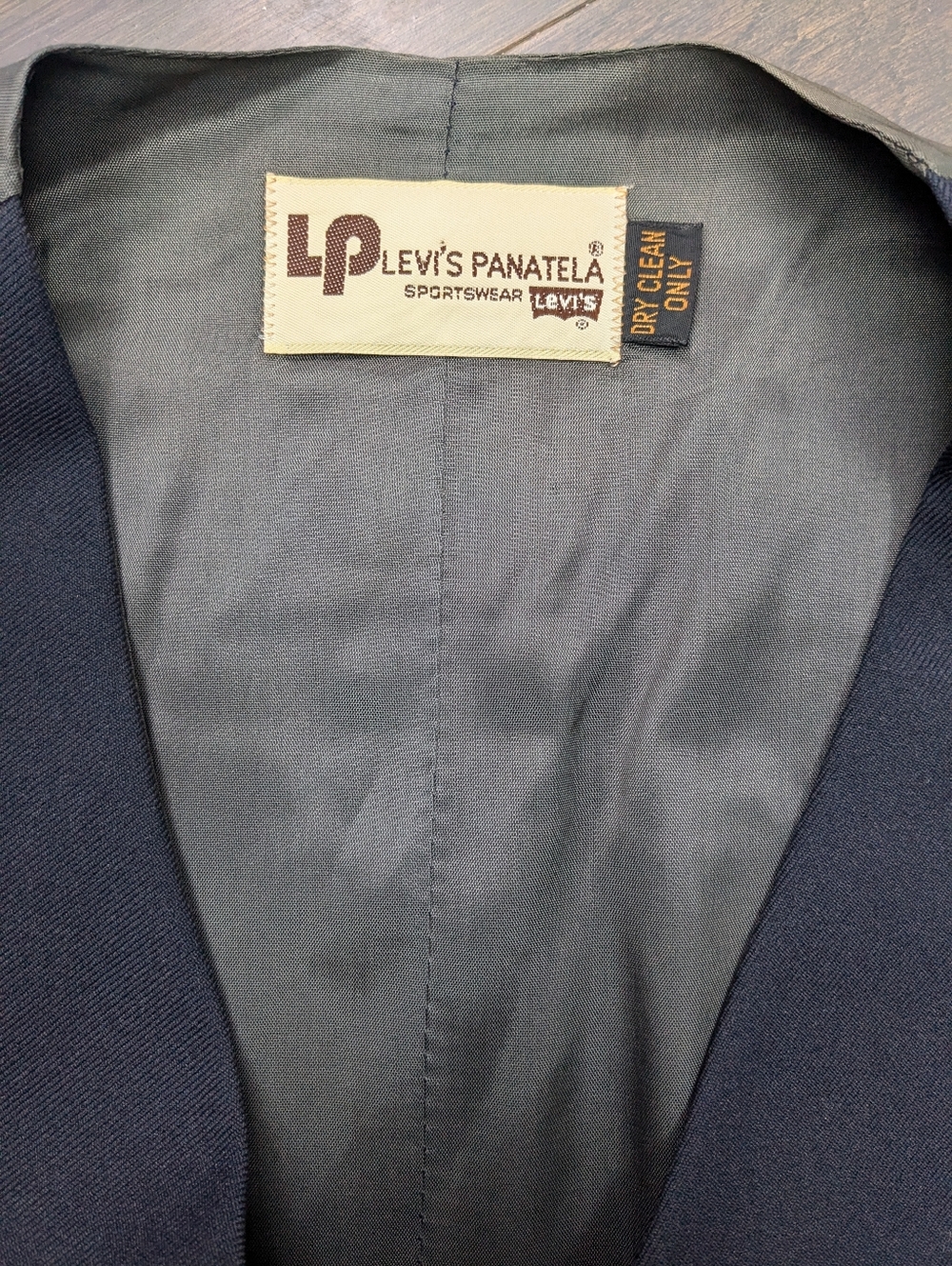 Levi's Panatela Vintage 1970's Button Up Vest, Navy, Sz 44/L
